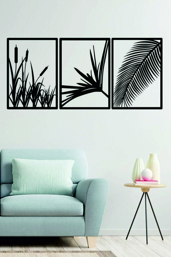 Dekor Treni 3'Lü Lazer Kesim Dekoratif Ahşap Sazlık Seti - Image 1