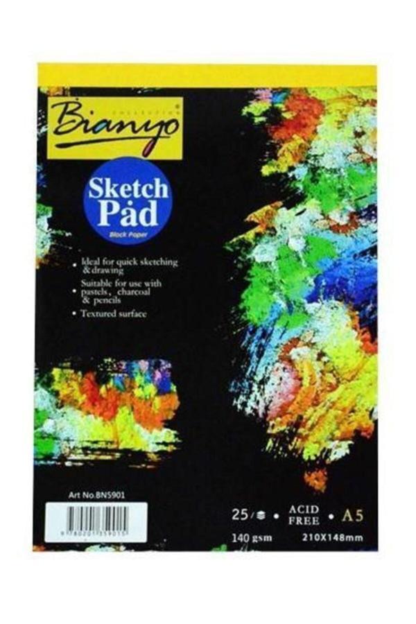 Bianyo Sketch Pad Eskiz Defteri Siyah A5 25 Yaprak 140 Gr - Image 1