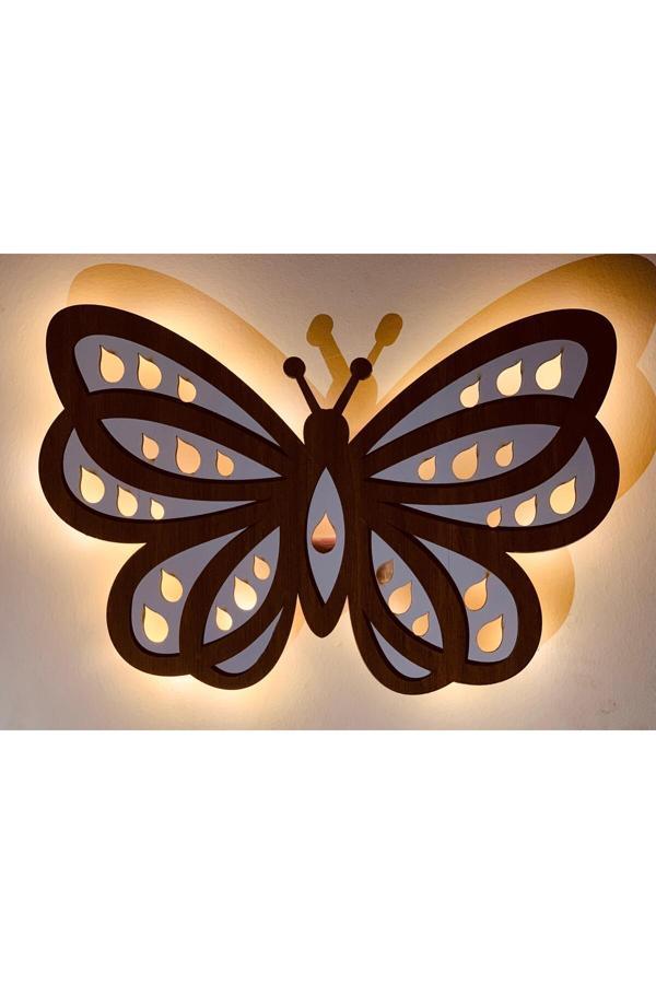 Dekor Treni Yağmur Damlalı Kelebek Desenli Peri Ledli Çocuk Ve Bebek Odası Gece Lambası - Image 1