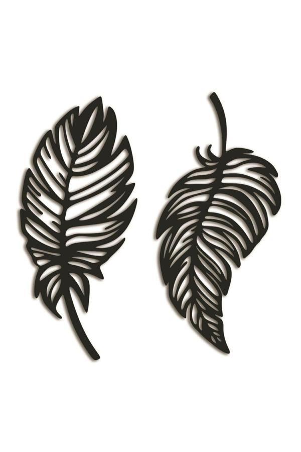 Etd Dekoratif İkili Yaprak Seti Lazer Kesim Ahşap Duvar Dekorasyon Ürünü - Image 1