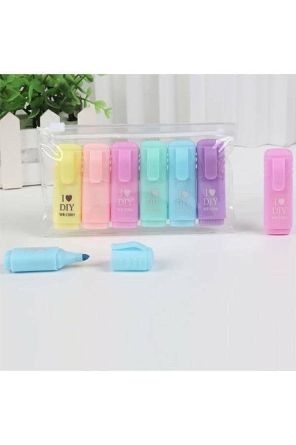 Marla Mini Fosforlu Kalem 6'Lı Kilitli Poşet - Image 1