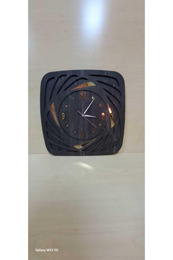 Dekor Treni Şık Pleksili Ahşap Füme Duvar Saati - Image 1