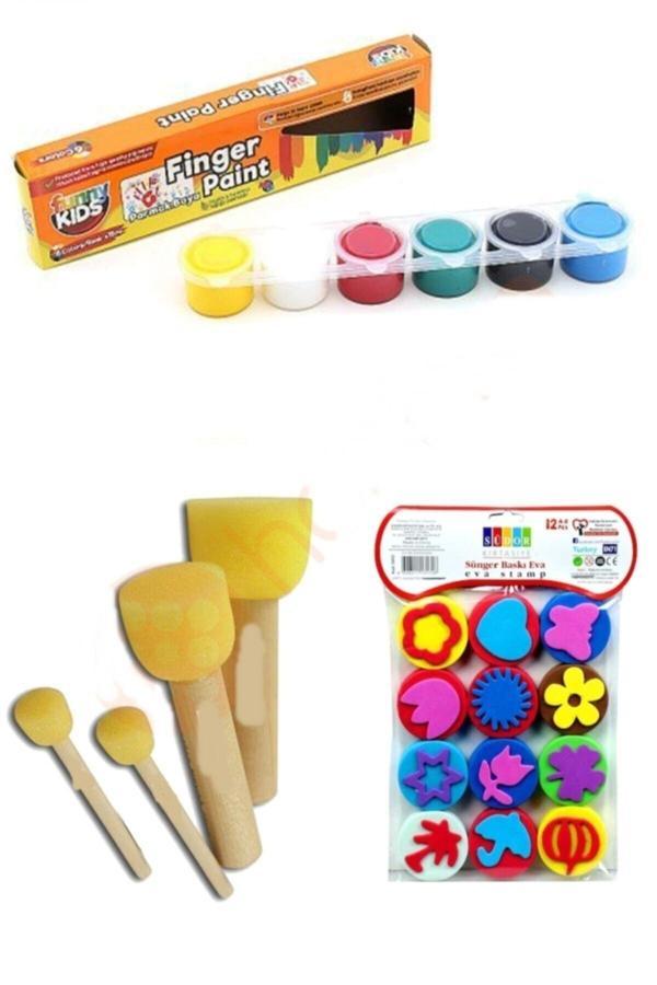 Mekafix 15 Ml Parmak Boyası Eva Baskı Set 3'Lü Glance-12'Li Eva Baskı Set - Image 1