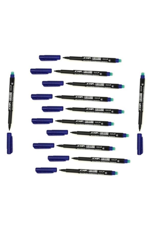 İnox Çıkmayan Asetat & Cd Kalemi Mavi M 12'Li Paket - Image 1