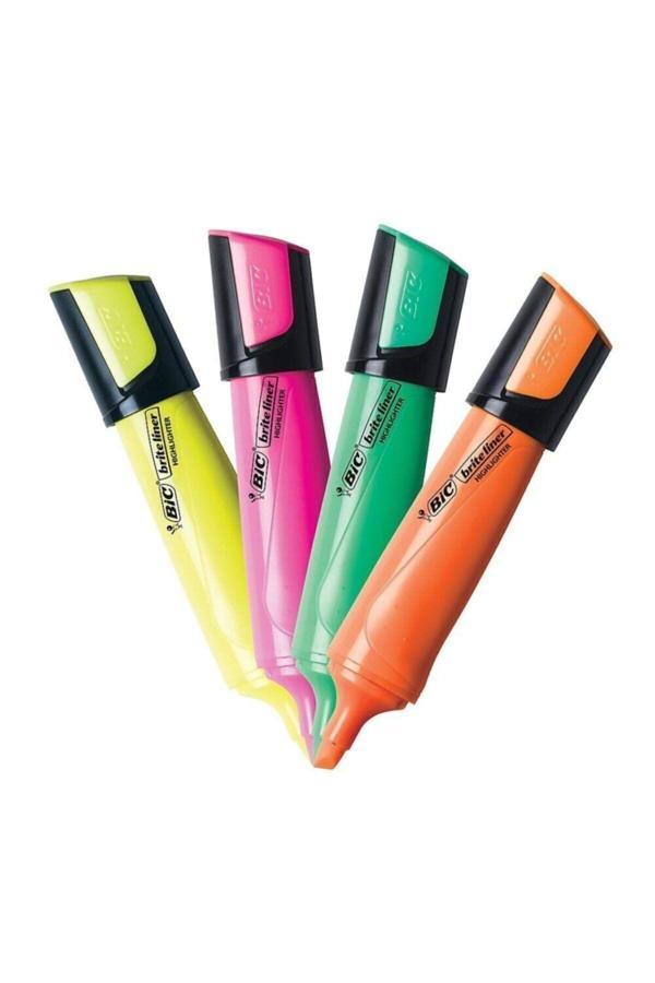 Bic Flat Highlighter Marking Fosforlu Kalem 4 Lü Set - Image 1