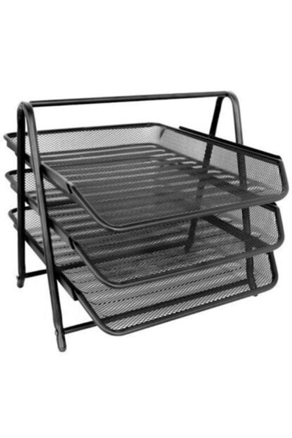 Cassa Evrak Rafı Metal Perforeli 3 Lü Siyah 8933 Fx - Image 1