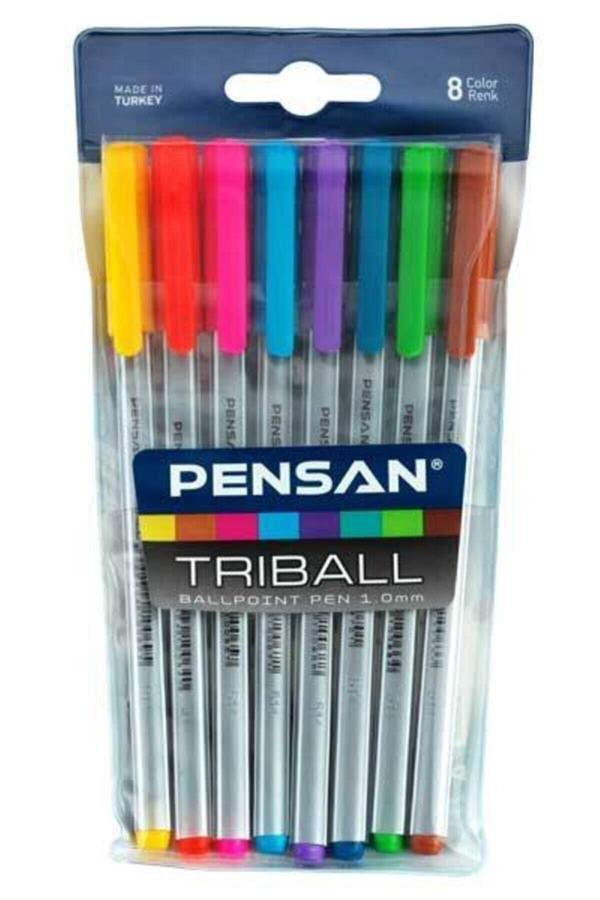 Pensan Triball 1.00 Mm Tükenmez Kalem 8 Renk Set Tek Ebat Karışık - Image 1