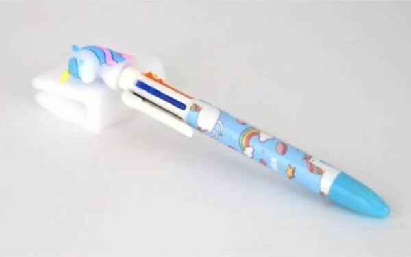 3A Mavi Unıcorn Başlıklı 6 Renkli Tükenmez Kalem - Image 1