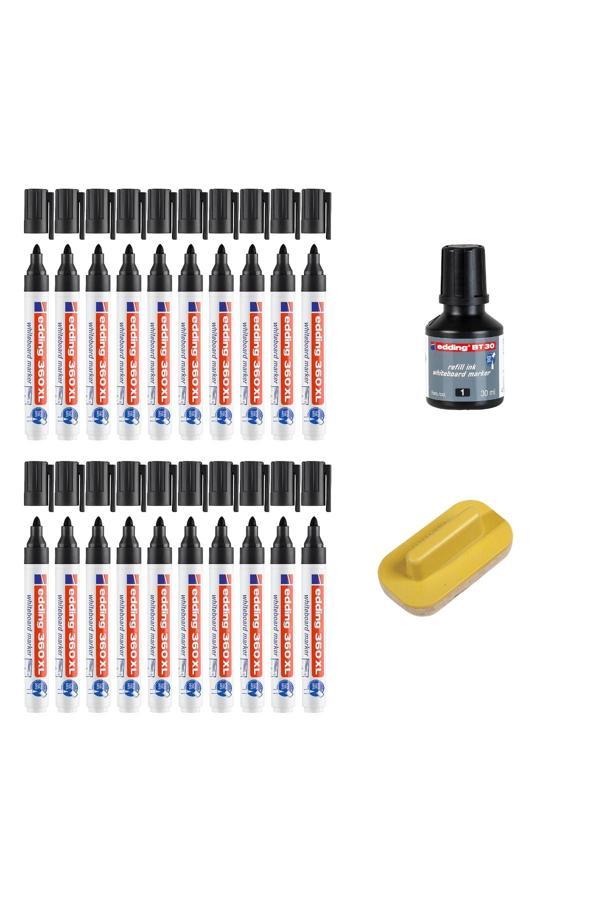 Edding 360 Xl Beyaz Tahta Kalemi 2'Li Set Mürekkep + Tahta Silgisi Tkm - Image 1