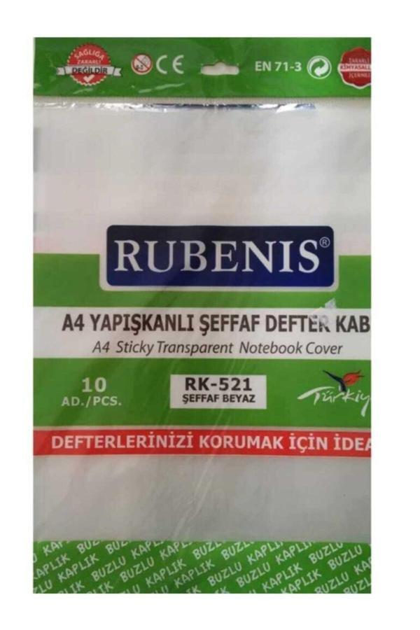 Rubenis A4 10'Lu Şeffaf Beyaz Yapışkanlı Defter Kabı Rk-521 - Image 1
