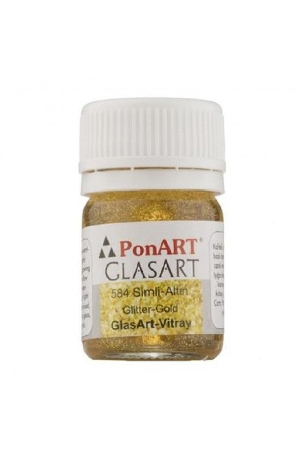 Ponart Glass Art 20 Ml Simli Altın Cam Boyası - 584 - Image 1