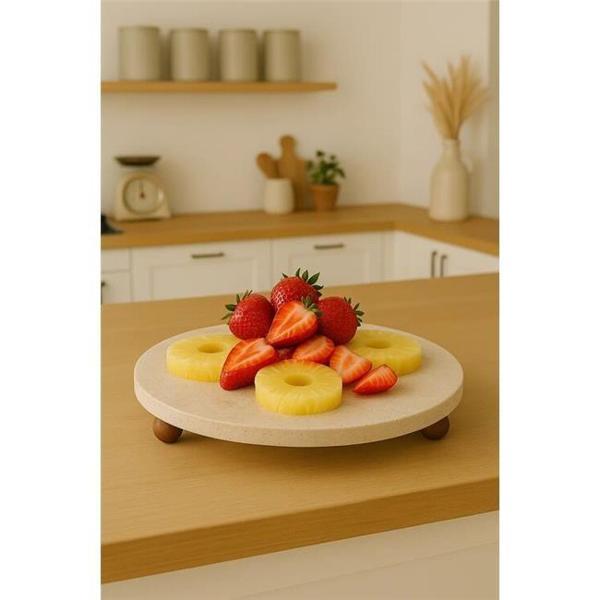 Akayev Traverten 30 Cm Ahşap Boncuk Ayaklı Sunumluk - Image 1