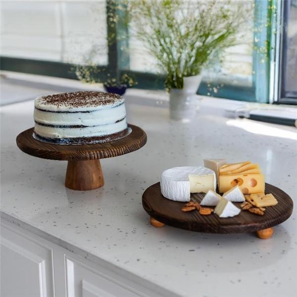 Akayev Ahşap 2'li Yuvarlak Sunum Tabak Seti - Image 1