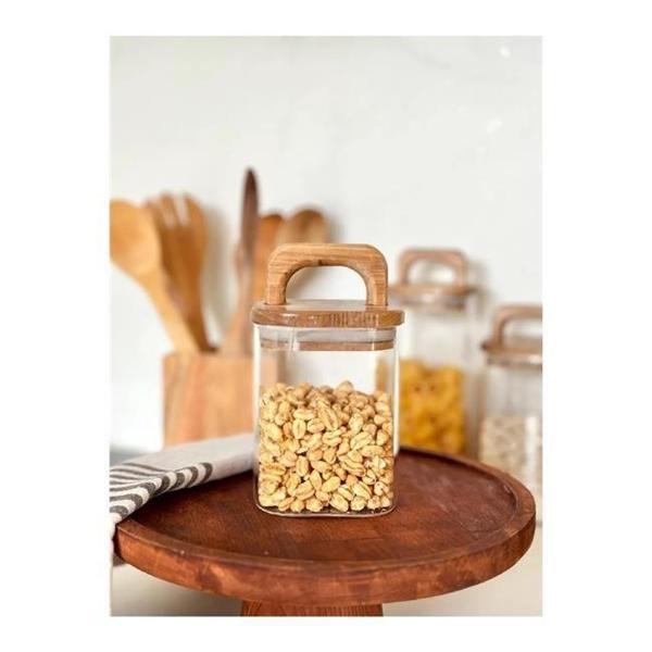 Akayev Akasya Kare Cam Kavanoz - Image 1