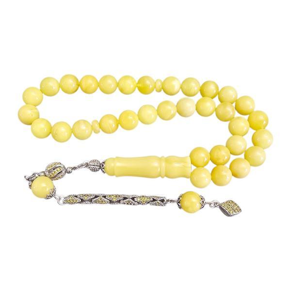 Gümüş Püsküllü Mat Rus Kaya Damla Kehribar Tesbih Lt1427 - Image 1