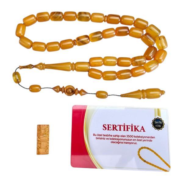 1 Tonluk Tesbihten Yapılma Sertifikalı Sıkma Kehribar Tesbih Lt1430 - Image 1