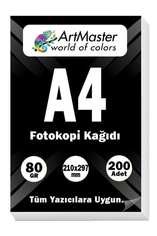 A4 Fotokopi Kağıdı 200 Adet 80 gr 21x29,7 cm ArtMaster A4 Boy Fotokopi Kağıdı Yazıcı Kağıdı 200 Lü - Image 1