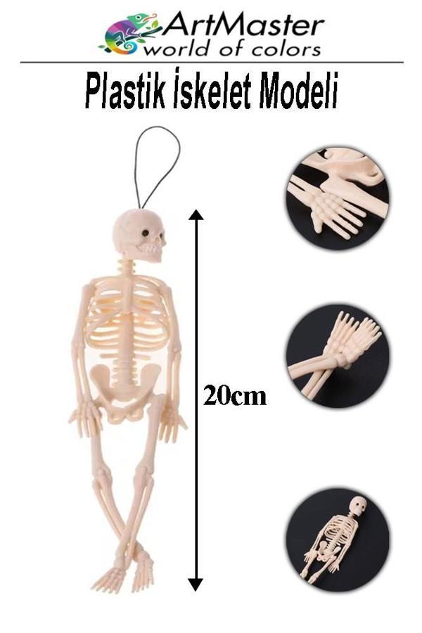 İskelet Modeli Plastik 20 cm 1 Adet Silikon İnsan İskeleti Plastik İsket Modeli Silikon İskelet Deneyi Araba Süsü - Image 1