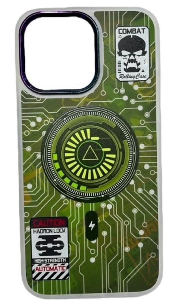 Rolling Case Yeşil Devre Kartı Tasarımlı iPhone 14 Pro Max için Koruyucu Kılıf, MagSafe Uyumlu, Hadron Kilit Teknolojili - Image 1