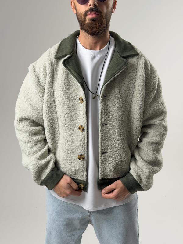 Erkek Kaşe Detaylı Yeşil Peluş Hırka COC2587 - Image 1