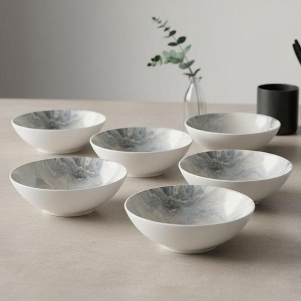 GÜRAL PORSELEN Camelia 6 Parça 15 Cm Bone Kase Takımı - 50 - Image 1