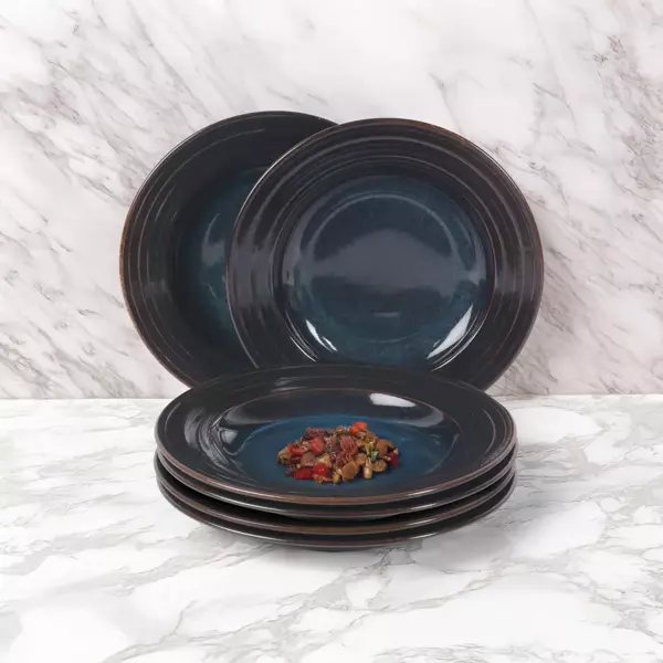 GÜRAL PORSELEN Valeron 6 Adet 22 Cm Çukur Yemek Tabağı  Reaktif Oasis 1131 - Image 1