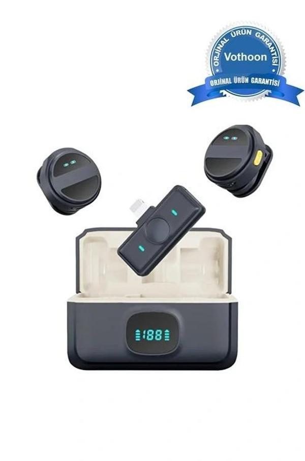 2 Adet Profesyonel Kablosuz Yaka Mikrofonu lighting uyumlu Manyetik Klipsli - Image 1