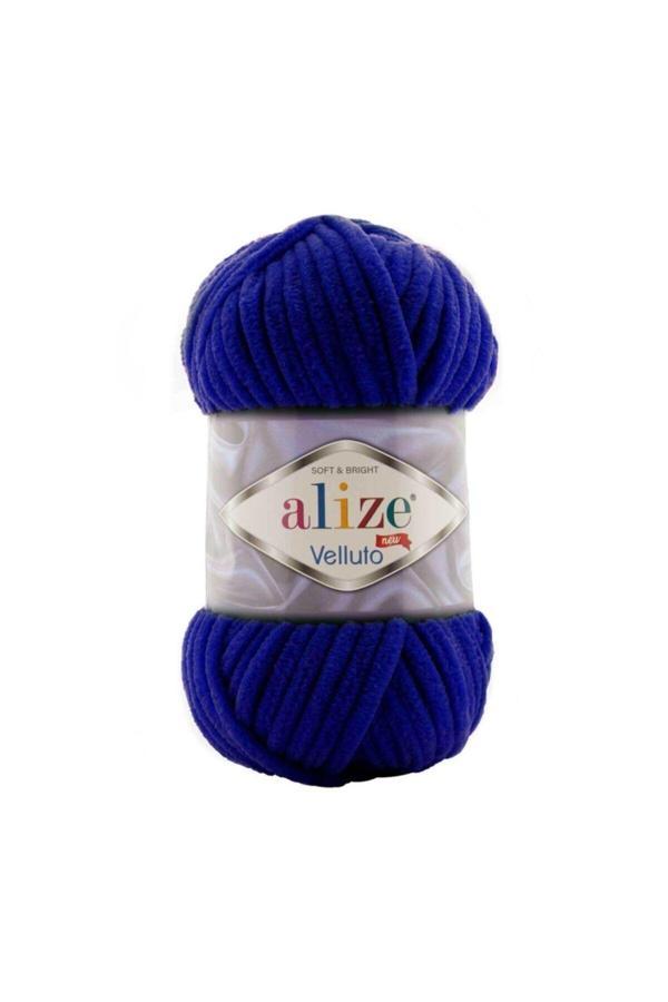 Alize 5 Adet Velluto Kadife El Örgü Ipliği Renk:360 Lacivert - Image 1