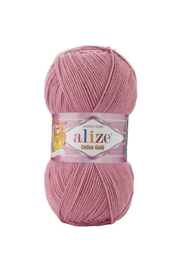 Alize Cotton Gold Örgü İpliği 5'Li Paket Renk Kodu:676-Nostaljik-Gul-100 Gr. 330 Mt. - Image 1