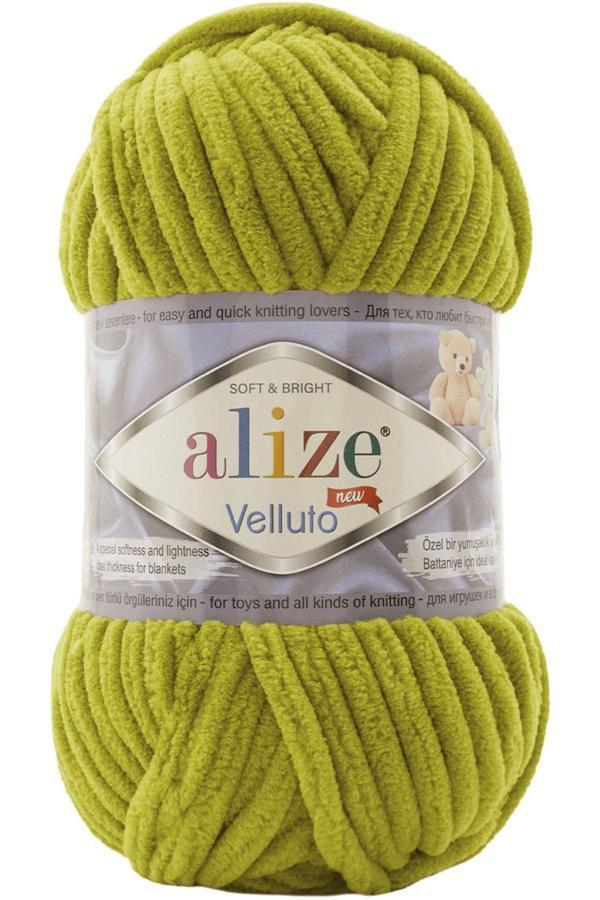 Alize Velluto Kadife El Örgü Ipi Renk Kodu:11-Fıstık Yeşili - Image 1