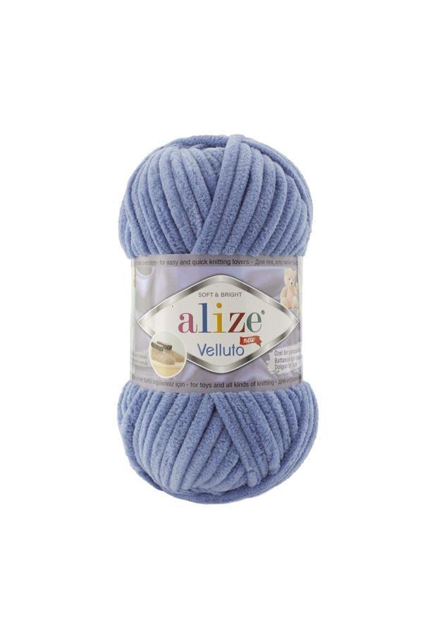 Alize 5 Adet Velluto Kadife El Örgü Ipliği 374 Denim - Image 1