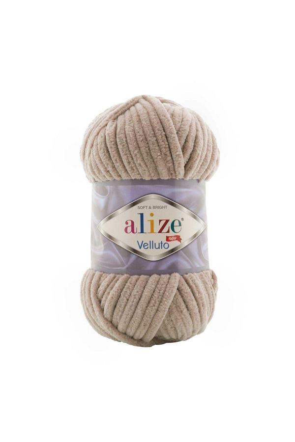 Alize 5 Adet Velluto Kadife El Örgü İpliği 530 Bej. - Image 1