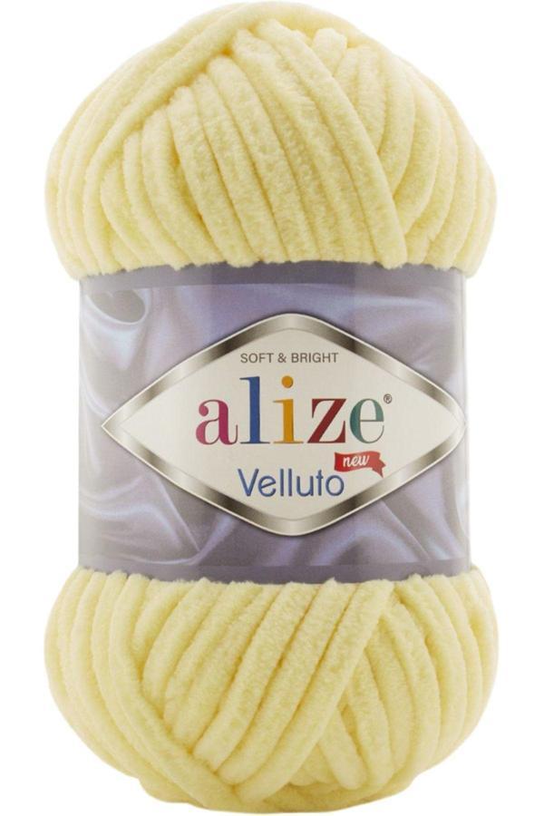 Alize Velluto Kadife El Örgü Ipi Renk Kodu:13-Açık Sarı - Image 1