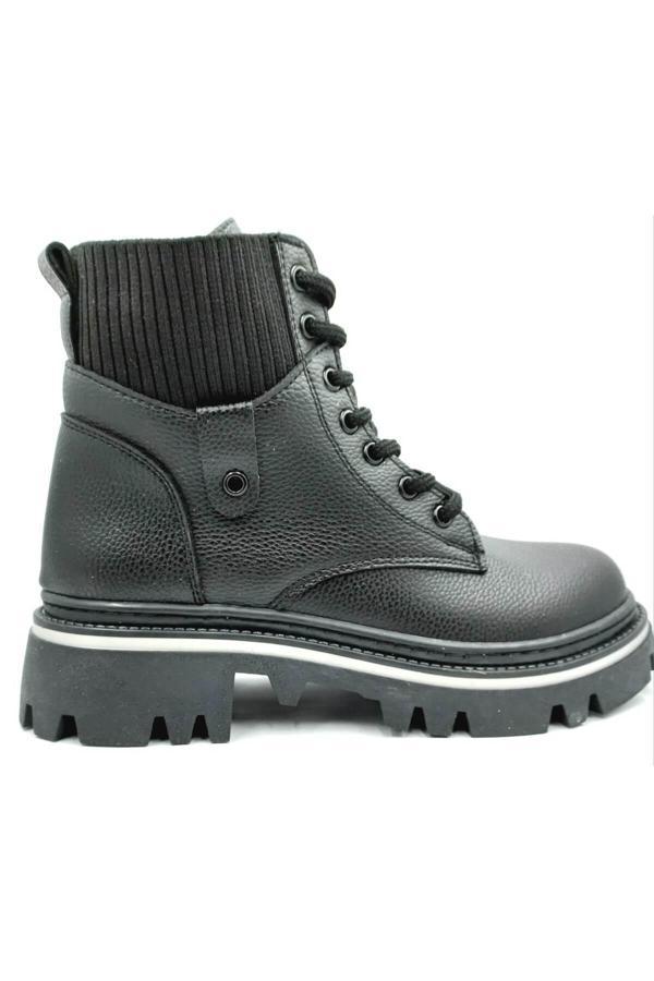 332087 Siyah Bağcıklı Fermuarlı Kadın Bot - Image 1