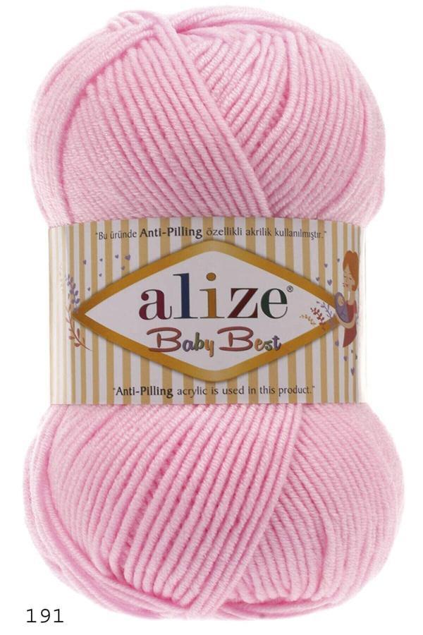 Alize 5 Adet Baby Best Bambu İçerikli Kaşındırmayan Bebek Hırkası Kazak Örmek İçin 191 Açık Pembe - Image 1