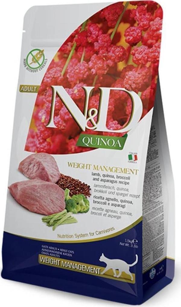 N&D Kinoa Kuzu Brokoli Ve Kuşkonmaz Yetişkin Kedi Maması 1,5 Kg - Image 1