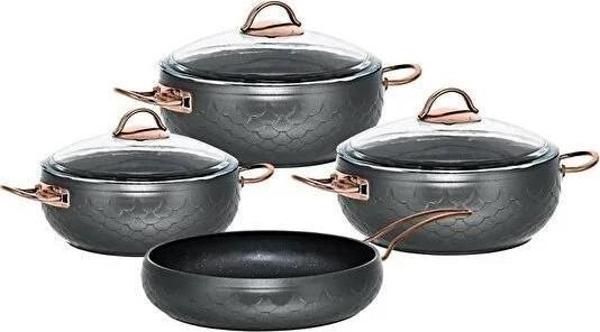 Oms Espela 7 Parça Granit Tencere Seti Antrasit 3544 - Image 1