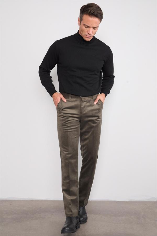 C.K 9246 Mnt Erkek Kadife Pantolon Haki No 5 - Image 1