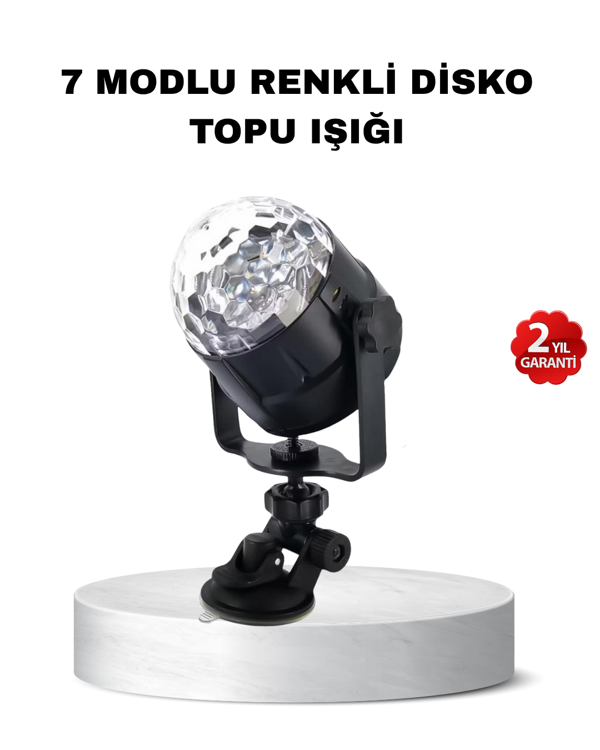 Müzik Ritmine Duyarlı Renkli Disko Topu – 7 Modlu Işıklı Parti Lambası - Image 1