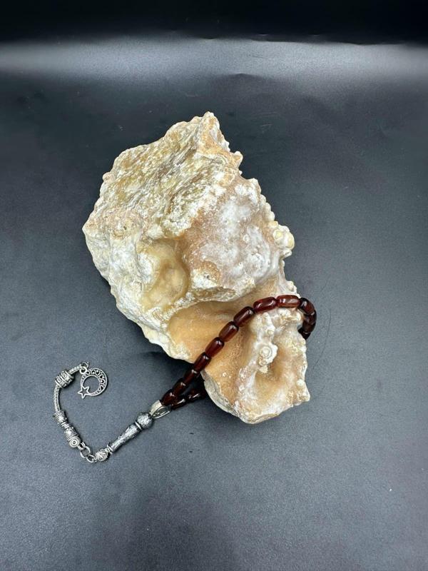 Ay Yılldız Alpaka Püskül  Ateş Kehribar Tespih - Image 1