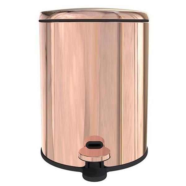 Primanova Cigo Metal Pedallı Çöp Kovası 6 LT - Rose Gold İç Kısım Siyah - Image 1