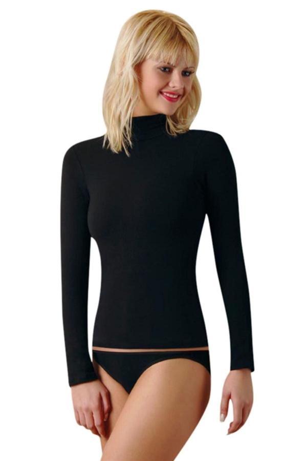 Anıt Balıkçı Yaka Uzun Kol T-Shirt %92 Cotton %8 Lycra Siyah - Image 1