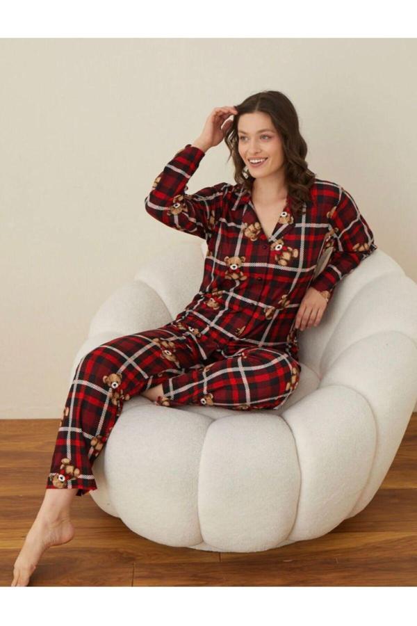 Boyraz Boyraz Süet Düğmeli Uzun Kol Pijama Tk - Image 1