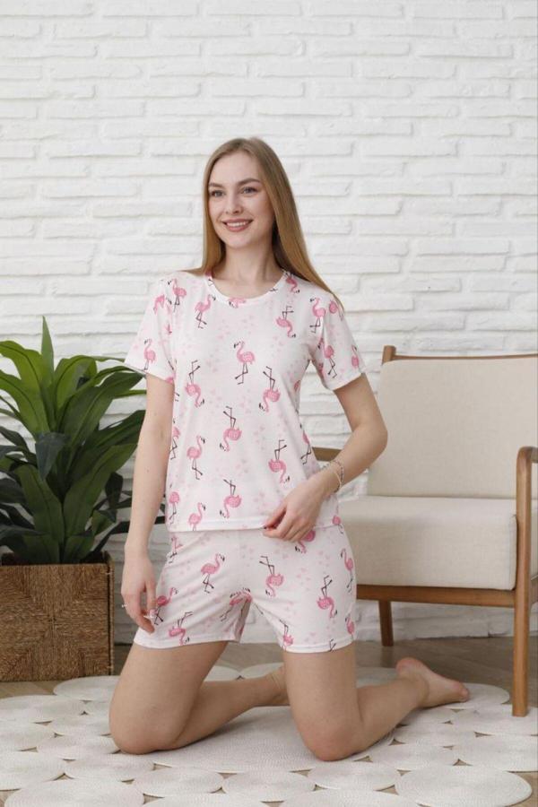 Cavlak Filamingo Şortlu Kısa Kollu Pijama Takımı - Image 1