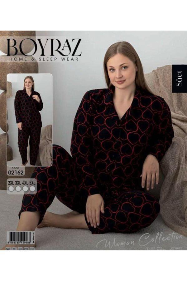 Boyraz Süet Battal Düğmeli Pijama Takımı - Image 1