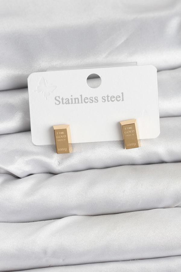 Gold Renk Külçe Altın Model Kadın Küpe - EBJ251115W38435 - Image 1