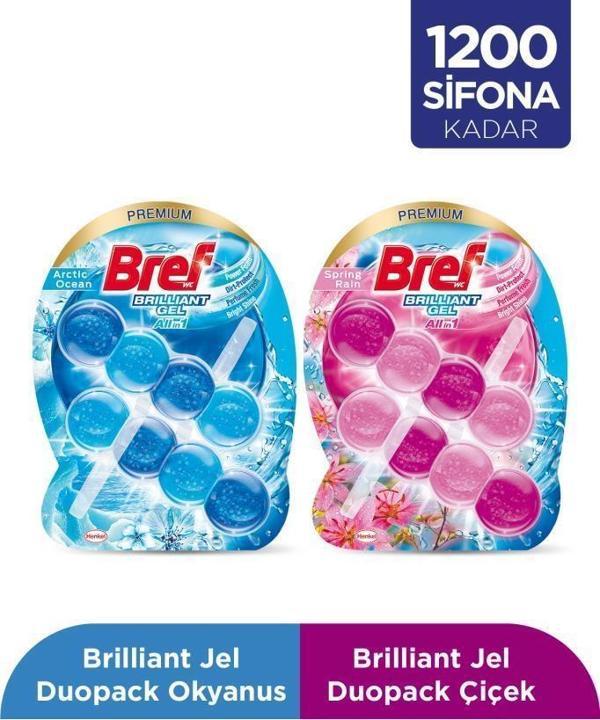 Bref WC Brilliant Gel Duopack Klozet Bloğu 1 Çiçek + 1 Okyanus, 2 x 2'li Paket - Image 1