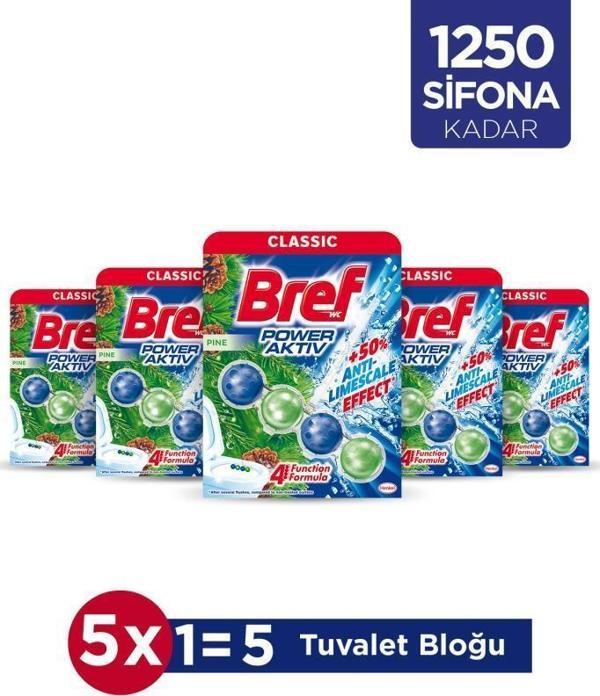 Bref WC Power Aktiv Tekli Paket Katı Tuvalet Bloğu Çam 5'li Set - Image 1