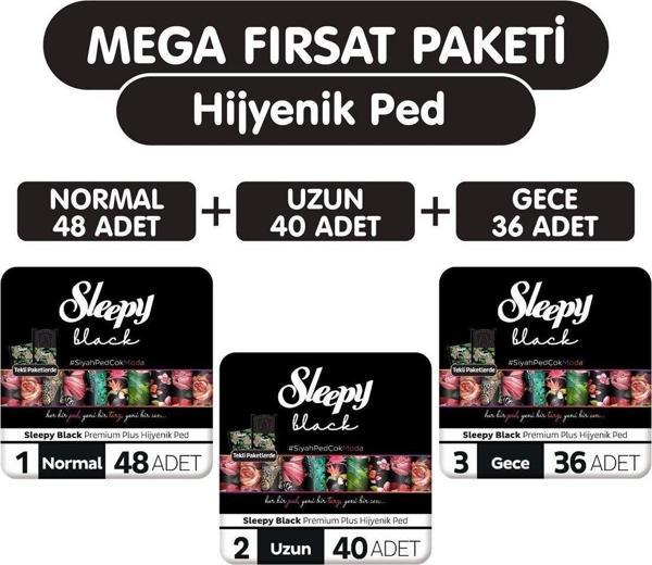 Sleepy Black Premium Plus Hijyenik Ped 124 Adet Ped Mega Fırsat Paketi - Image 1
