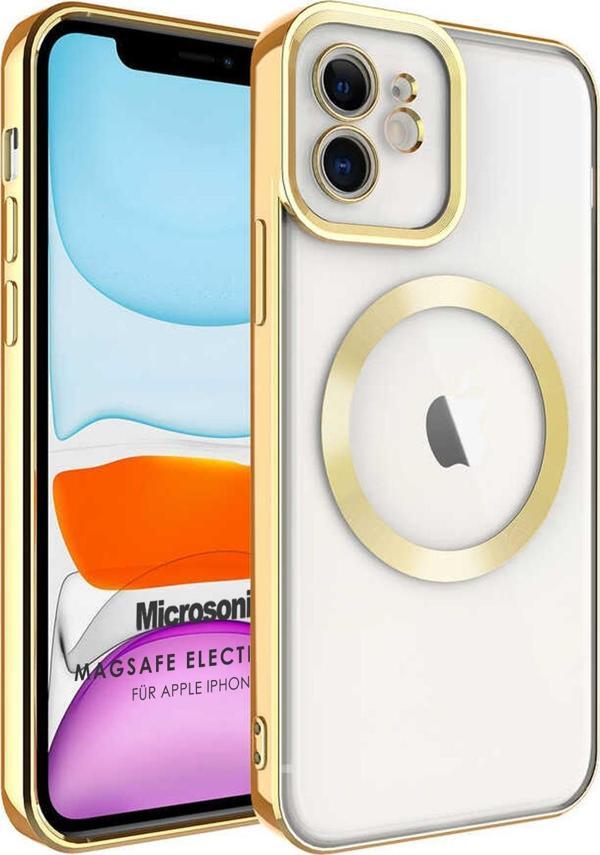 Microsonic Apple iPhone 11 Kılıf MagSafe Luxury Electroplate Gold - Image 1